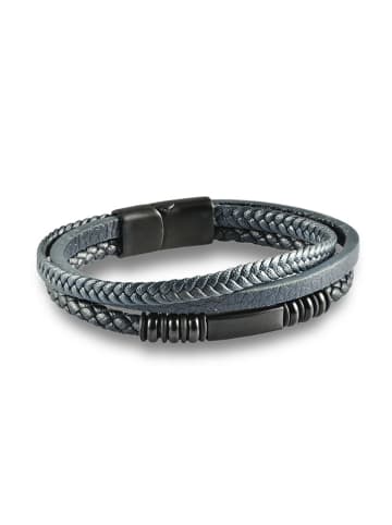 Uomo Leren armband donkerblauw/zwart