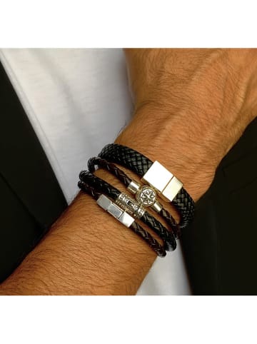Uomo Leren armband zwart