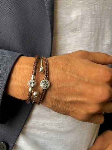Uomo Leren armband lichtbruin