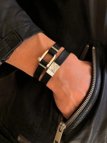 Uomo Leren armband zwart