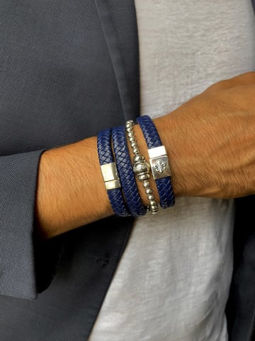 Uomo Leren armband blauw