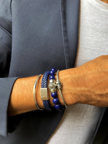 Uomo Leren armband blauw