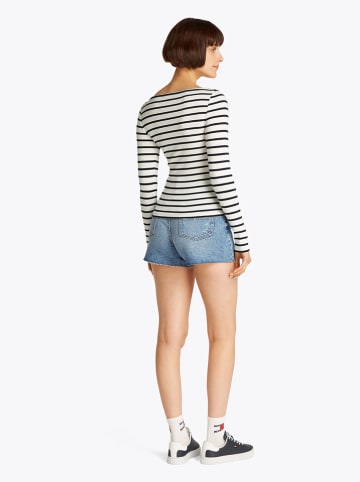 TOMMY JEANS Longsleeve in Schwarz/ Weiß