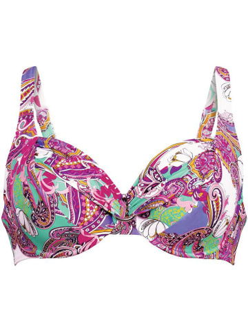 Anita Bikini-Oberteil in Pink/ Weiß/ Türkis