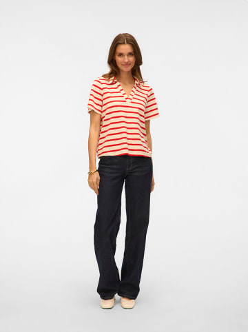 Vero Moda Koszulka polo w kolorze kremowo-czerwonym