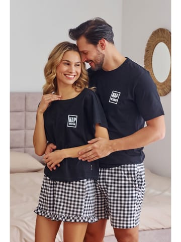 Doctor Nap Pyjama in Schwarz/ Weiß