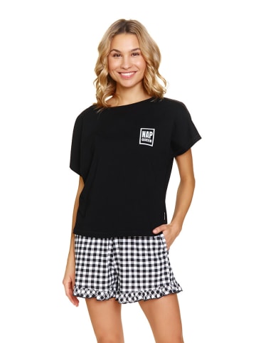 Doctor Nap Pyjama in Schwarz/ Weiß