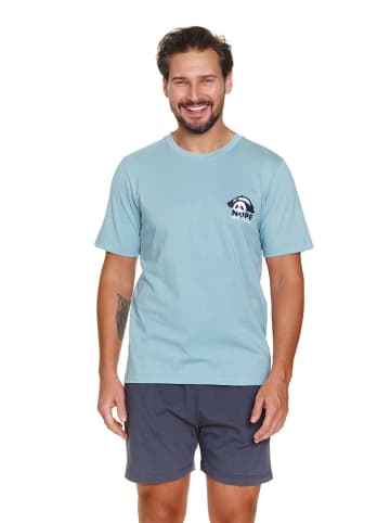 Doctor Nap Pyjama in Hellblau/ Anthrazit