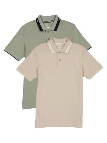 Jack & Jones 2er-Set: Poloshirts in Beige/ Grün
