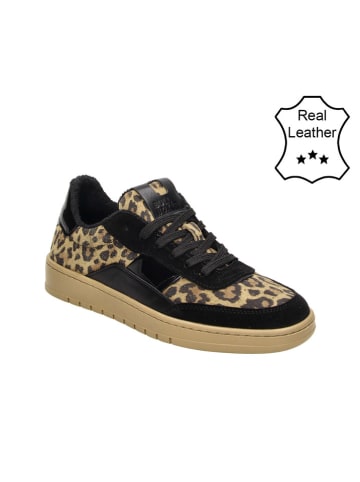 Bullboxer Leder-Sneakers in Schwarz/ Hellbraun