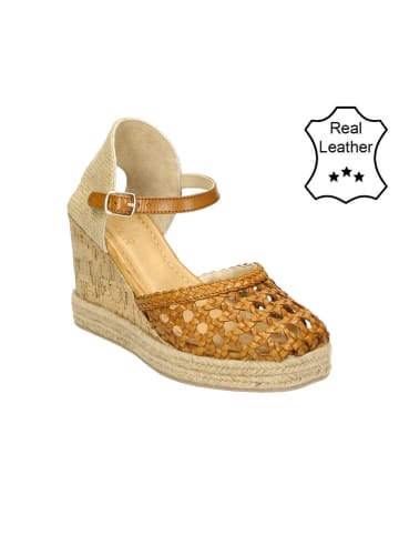 Bullboxer Leder-Keil-Slingpumps in Cognac