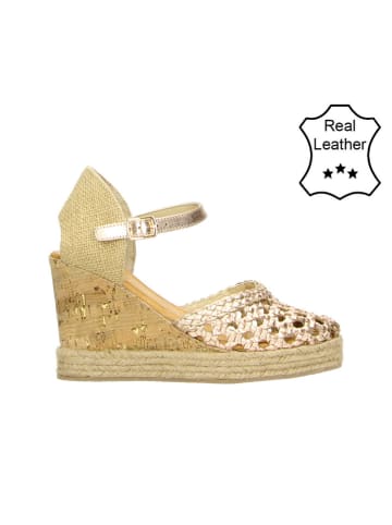 Bullboxer Leder-Keil-Slingpumps in Beige