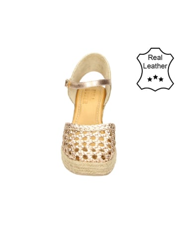 Bullboxer Leder-Keil-Slingpumps in Beige