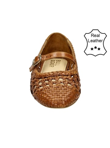 Bullboxer Leder-Ballerinas in Cognac