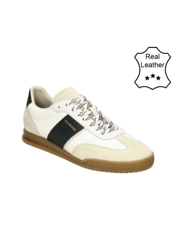 Bullboxer Skórzane sneakersy w kolorze biało-beżowo-ciemnozielonym