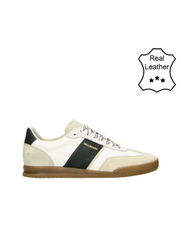 Bullboxer Skórzane sneakersy w kolorze biało-beżowo-ciemnozielonym