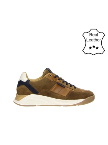 Bullboxer Skórzane sneakersy w kolorze jasnobrązowo-granatowym