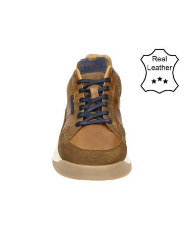 Bullboxer Skórzane sneakersy w kolorze jasnobrązowo-granatowym