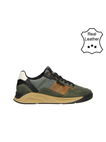 Bullboxer Leder-Sneakers in Khaki/ Hellbraun/ Schwarz