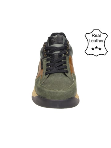 Bullboxer Leder-Sneakers in Khaki/ Hellbraun/ Schwarz