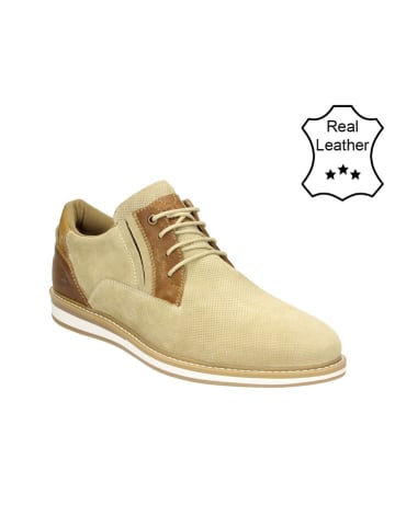 Bullboxer Leder-Schnürschuhe in Beige/ Cognac