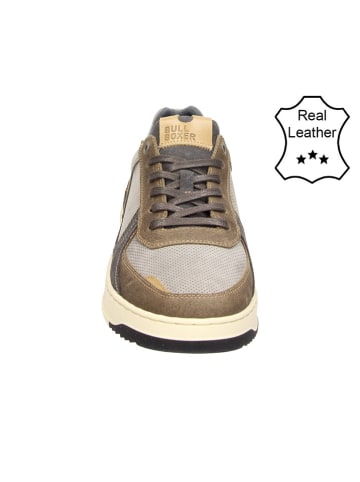 Bullboxer Leder-Sneakers in Grau/ Taupe