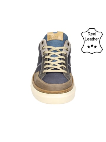 Bullboxer Leder-Sneakers in Dunkelblau/ Braun