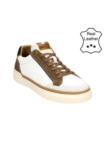 Bullboxer Leder-Sneakers in Weiß/ Hellbraun