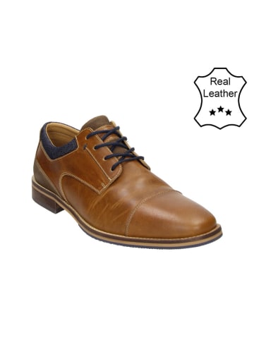 Bullboxer Leder-Schnürschuhe in Cognac