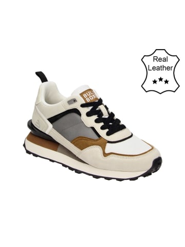 Bullboxer Leder-Sneakers in Creme/ Grau