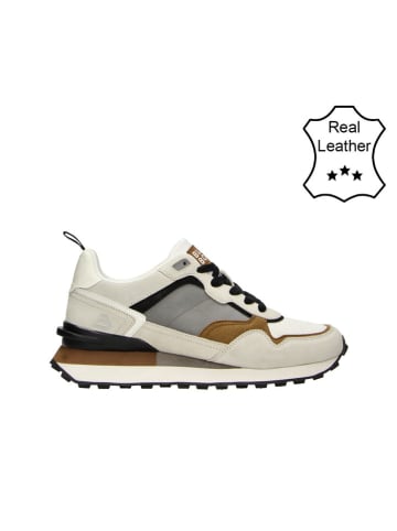 Bullboxer Leder-Sneakers in Creme/ Grau