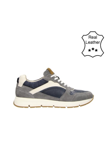 Bullboxer Leder-Sneakers in Grau/ Dunkelblau