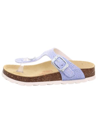superfit Leren teenslippers blauw/zilverkleurig