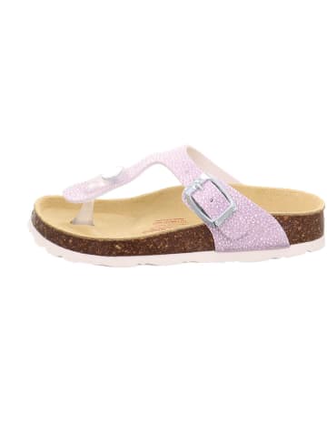 superfit Leren teenslippers paars/zilverkleurig
