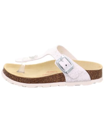 superfit Leren teenslippers wit/zilverkleurig