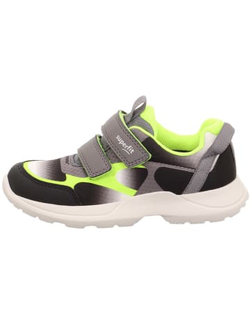 superfit Leder-Sneakers "Rush" in Grau/ Schwarz/ Gelb