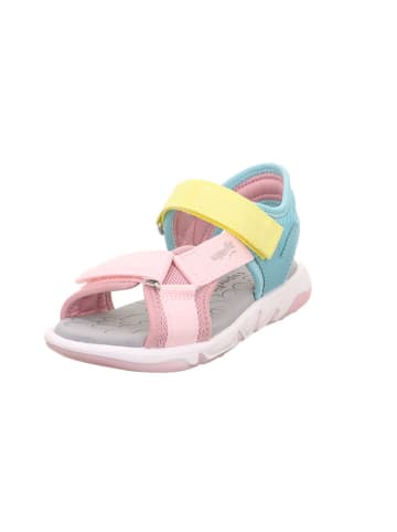 superfit Leder-Sandalen "Pebbles" in Rosa/ Hellblau/ Gelb