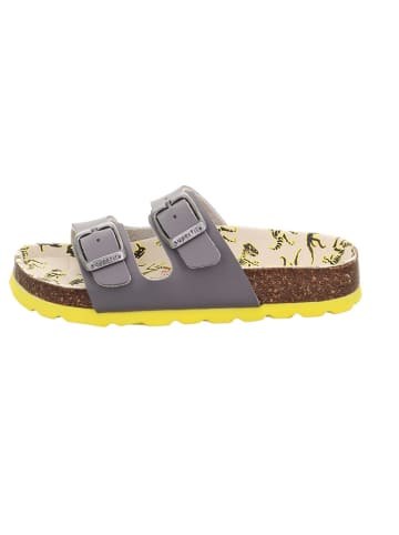 superfit Leder-Pantoletten in Grau/ Gelb