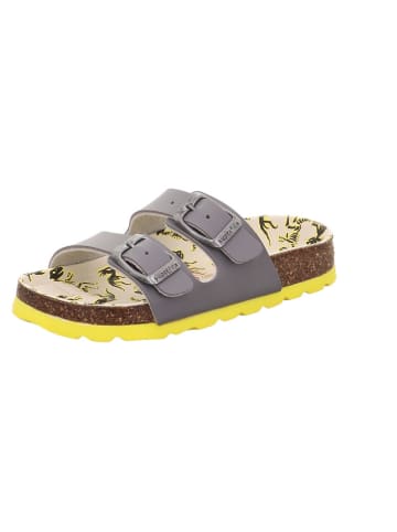 superfit Leder-Pantoletten in Grau/ Gelb
