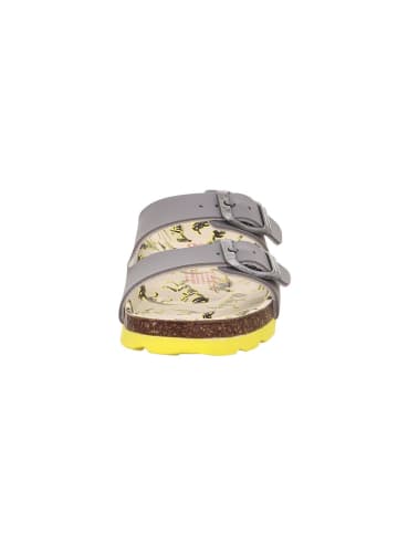 superfit Leder-Pantoletten in Grau/ Gelb