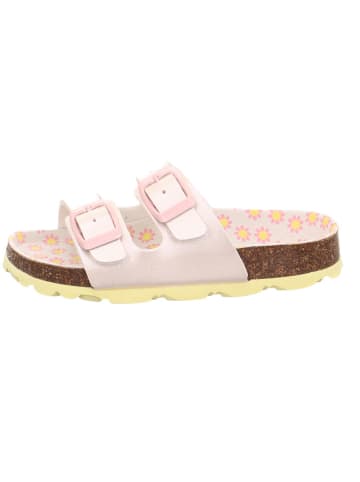 superfit Leder-Pantoletten in Rosa/ Gelb