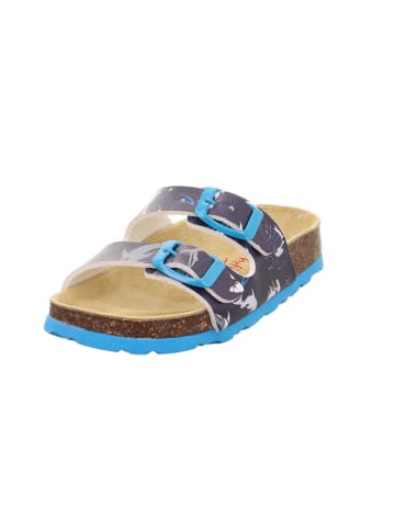 superfit Leder-Pantoletten in Dunkelblau/ Hellblau
