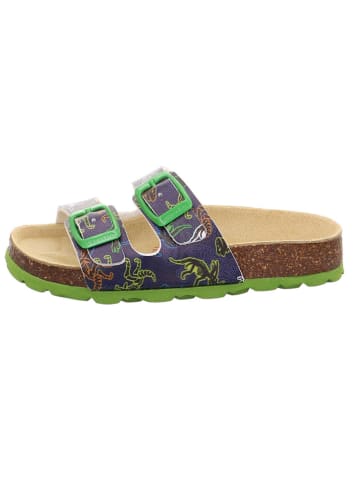 superfit Leren slippers groen/donkerblauw
