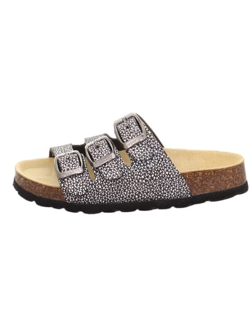 superfit Leren slippers zwart/zilverkleurig
