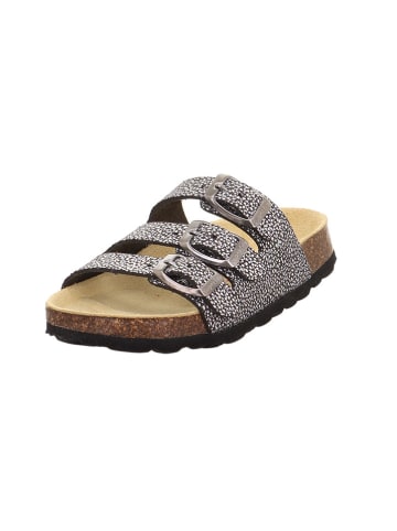 superfit Leren slippers zwart/zilverkleurig