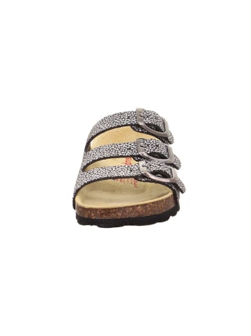 superfit Leren slippers zwart/zilverkleurig