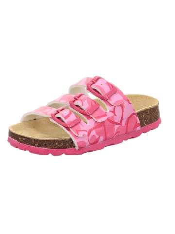 superfit Leder-Pantoletten in Pink/ Rot