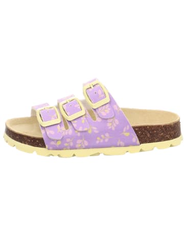 superfit Leren slippers paars/geel
