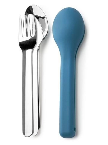 Ibili 3tlg. Beteck-Set ''Go'' in Silber/ Blau - (L)19 cm
