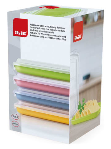 Ibili 4er-Set: Frischhaltedosen in Bunt - (B)24 x (H)5 x (T)14 cm